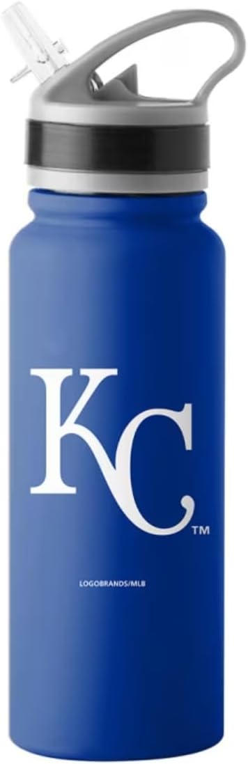 Logo Brands MLB Stainless Steel Flip Top Sports Bottle 25oz (Chicago Cubs)