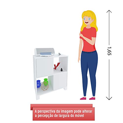Balcão Baixo Multiuso 2 Portas 4 Nichos Kuad Artany - Branco