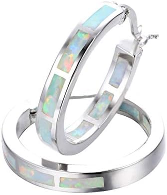 Life Stage Fire Created-Opal 925 Sterling Silver Round Hoop Dangle Earrings Women's Fashion Jewelry