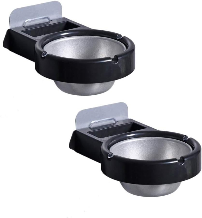Stainless Steel Wall-Mounted Ashtray and Cigarettes Lighter Storage Rack Versatile Organizer for Balconies, Tables, Bathroom, Toilet, and Office Practical Tool Box (Black -2)-image-1