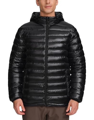 Image of Pioneer Camp Mens Lightweight Packable Puffer Jacket Hooded Insulated Thermal Puffy Winter Jackets for Running Travel