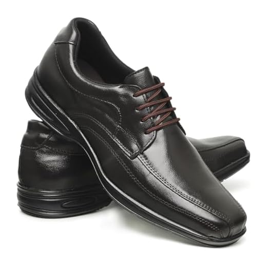 Sapato Social Masculino em Couro Legítimo Confortável com Solado Antiderrapante Tecnologia Anti Stress Palm Gel Design Elegante para Trabalho Casamento e Uso Diário (Marrom, BR, Adulto, Numérico, 39)