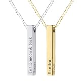 Personalized Cube Bar Necklace with Name,925 Silver Pendant Necklace,Charm Jewelry for Women Girls,