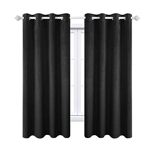 MAXIJIN Cortinas Opacas de Terciopelo Cortinas y Cortinas Gruesas para Oscurecer la Habitación 2 Panel para la Sala de Estar del Dormitorio (140 X 175 CM, Negro)