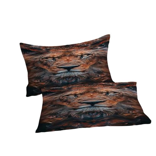 Housse de couette lion 3 pièces 260x220cm en microfibre douce avec fermeture éclair pour lit adulte