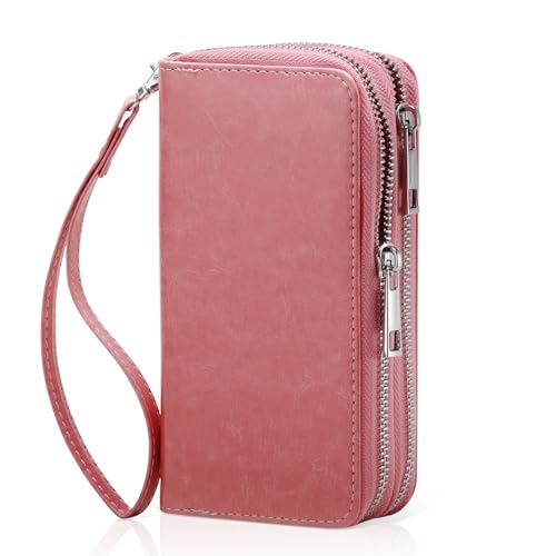 Image of Cellphone Wallet for Women Dual Zipper Long Purse with Removable Wristlet