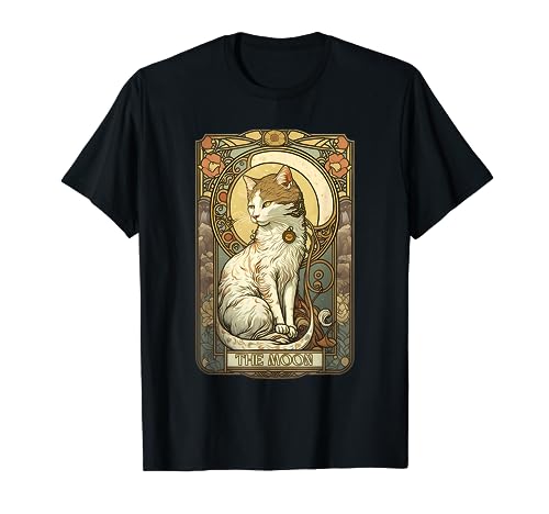 Tarjeta de tarot de gato, tarjeta de tarot de la luna, camiseta Art Nouveau Camiseta