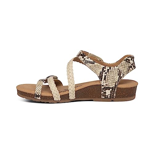 Image of Aetrex Women's Jillian Braided Orthopedic Adjustable Quarter Strap Sandals Snake