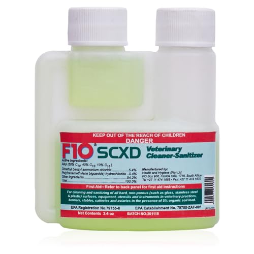 F10 SCXD Concentrated All Purpose Disinfectant Cleaner With Soap For Kennels Litter Box Cage Terrariums Habitats Vet Practices - 100 ml (3.4oz)