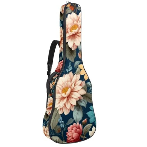 Sac de guitare acoustique étanche à motif fleur d'hibiscus