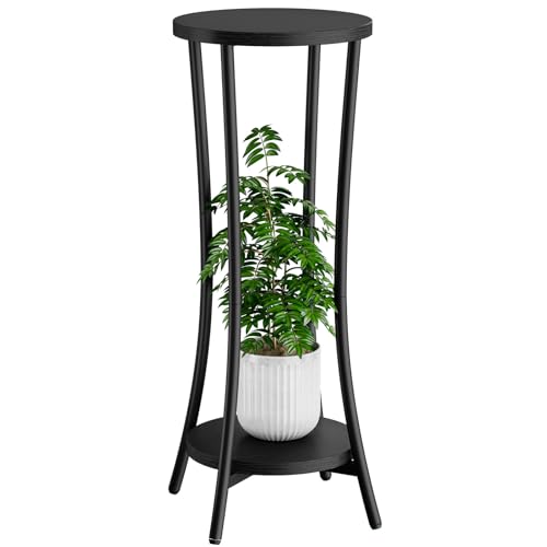 IBUYKE Support Plante Interieur à 2 Étages, 76cm de Haut Support à Plantes en Bois, Moderne Supports de Pots de Fleurs Pour Intérieur Jardin Balcon Salon...
