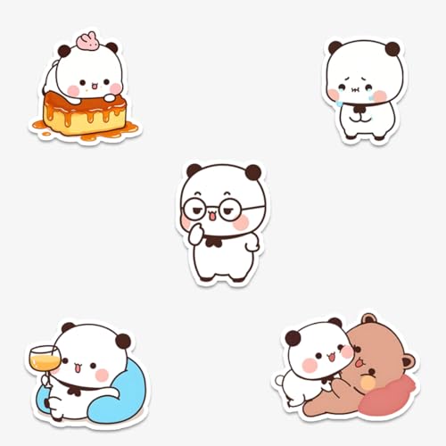 Love Couple Theme Vinyl Stickers Bubu Dudu Version 2 Pack of 5 Material Matte Size 2.8x2.8 Inch Sticker for Laptop, Luggage, Water Bottle, Scrapbook, Bike, Journal, No Residue, Waterproof Sticker