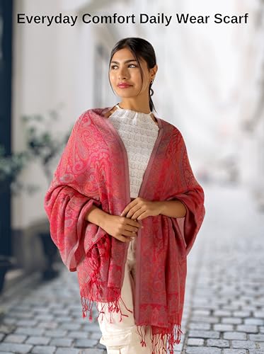 Soft Silky Cashmere Pashmina Scarf Lightweight Ethnic Paisley Travel Wrap Shawl for Evening Dresses - 77" x 28"2