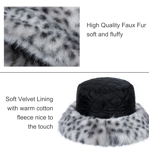 Sombrero tipo bucket de piel sintética con estampado de leopardo miniatura 4