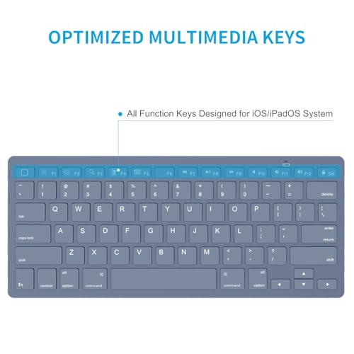 Image of OMOTON Bluetooth Keyboard Compatible with iPad 10th Generation, iPad 10.2 (9th /8th /7th), iPad Pro 13 /12.9 /11 inch, iPad Air /Mini and More Bluetooth Enabled Devices, Blue