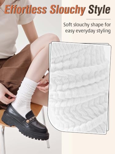 Image of Womens Scrunch Long Socks Thin Cotton Slouchy Tube Slouch Socks 3 Pairs