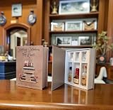 Tiny Liquor Cabinets Decorative Book Storage Box, Hidden Miniature Spirit Bottle Holder with Shot Glasses, Warm Taupe Hardcover Aesthetic(Sipping Between the Lines)