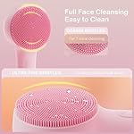 Facial Cleansing Brush Silicone Face Scrubber Waterproof Rechargeable Exfoliator Massage Device for Men & Women, Deep Pore Cleansing, Exfoliating, Removing Blackhead Electric Face Scrub Brush (Pink) - Image 3