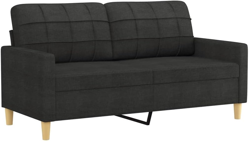 Sofa Set Black Polyester 2-Seater Sofa Set Rectangular Modern Living Room Furniture