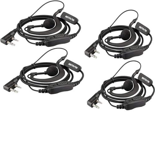 Retevis RE3120 Walkie Talkie Earpiece 2 Pin C-type Radio Headset Security Headset Compatible with 2 Way Radio RT24 RT622 RT27 RT617 RT618 RT619 BaoFeng BF-888S Kenwood Proster (4 pcs)