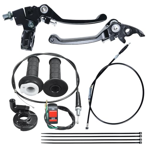HOLATO Folding Clutch Brake Lever Cable Throttle Handle Grips Cable Kit for 50cc 70cc 110cc 125cc 150cc Apollo RFZ125 DBX15 X18 X19 Tao Tao DB17 DB27 Coolster M125 SSR Pit Dirt Bike Motorcycle Black