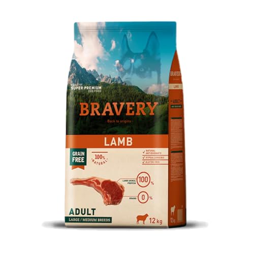 Bravery Crocchette Agnello Cane Adulto Taglia Medium - Large - 12 Kg - Monoproteico,Ipoallergenico, 100% Naturale, 100% Grain Free - 2