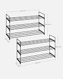 SONGMICS 3-Tier Shoe Rack Set of 2, Shoe Storage Organiser, Metal Storage Rack, Each Rack Holds 12 to 15 Pairs of Shoes, Stackable Shoe Shelf, for Hallway, Bedroom, 30 x 92 x 54 cm, Black LSA06BK - 3