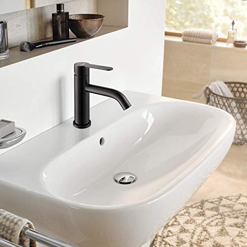 Amazing Force Black Bathroom Faucet Black Single Hole Bathroom Sink Faucet Single Handle Matte Black Bathroom Faucet Vanity Faucet- Sink Drain & Deck Plate Not Included 1.2 Gpm #TOP1