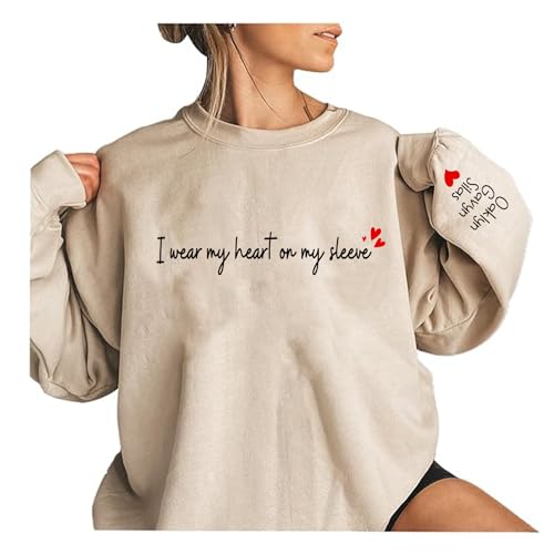 DILYPOD Personalized Grandma Sweatshirt, Custom Mom Shirt with Kids Name on Sleeve, Christmas & Mothers Day Gift