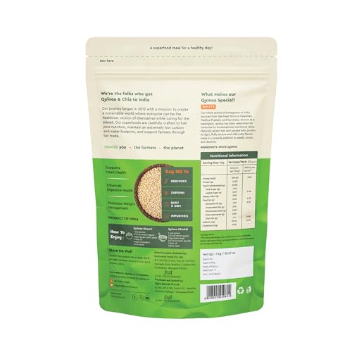 Nourish You White Quinoa Seeds 1Kg | Gluten Free, High-Protein Superfood | Vacuum-Sealed for Freshness | Low GI, Weight Management Diet Food | Use for Salads, Upma, Pulao & Porridge - Image 3