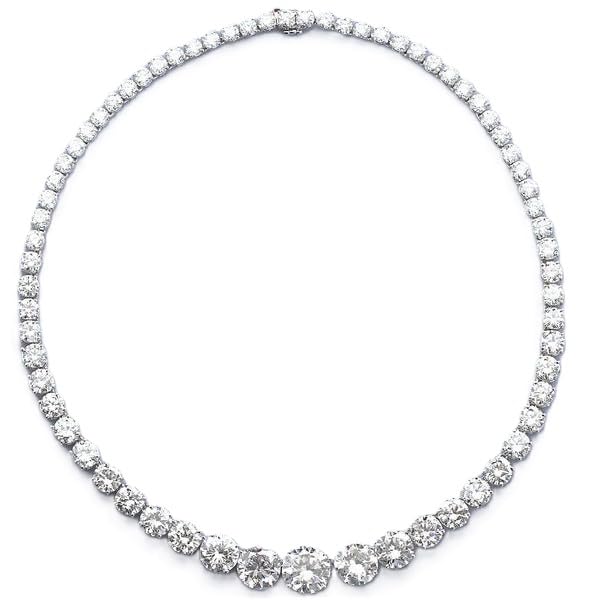 UNIQUE CAD DESIGN Luxury Graduated Moissanite Tennis Necklace, Sterling Silver, Round Cut Crystals