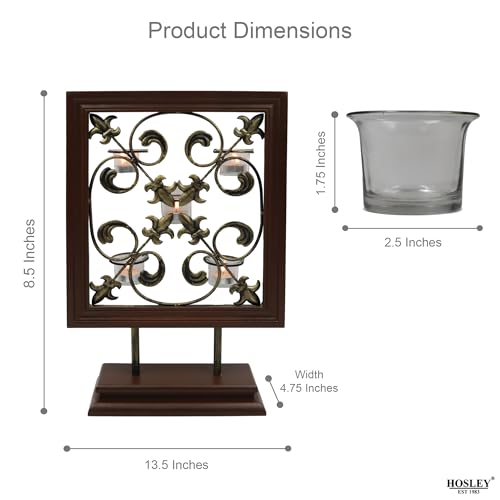 Image of HOSLEY Clear Glass Tealight Candle Holders| Tealight Candle Holders with Glass Holders Perfect for Home Decor Birthday Wedding Parties Gifting Centerpiece| Pack of 1 with Pack of 5 Tealights
