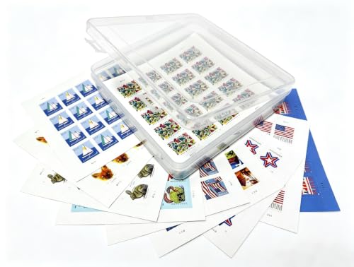 Sheet Stamps Storage Case,Sheet of 20 Stamps Container Box,Square Sheet Stamps Organizer Box (Not Included Stamps) — view 2