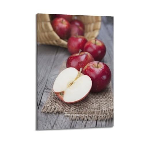 Tableau moderne pommes rouges et panier 50 x 75 cm haut de gamme
