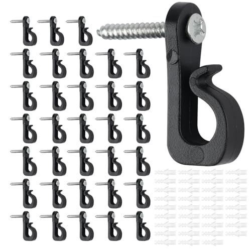 Moosono Q-Hanger 35 Pcs Screw-in Hooks，Fence Hooks for Outdoor Lights, Outdoor Hook, Fence Hanging - Home and Garden Use