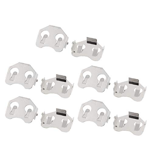 Placas de batería CR2032 de metal tono plateado 10 piezas miniatura 1