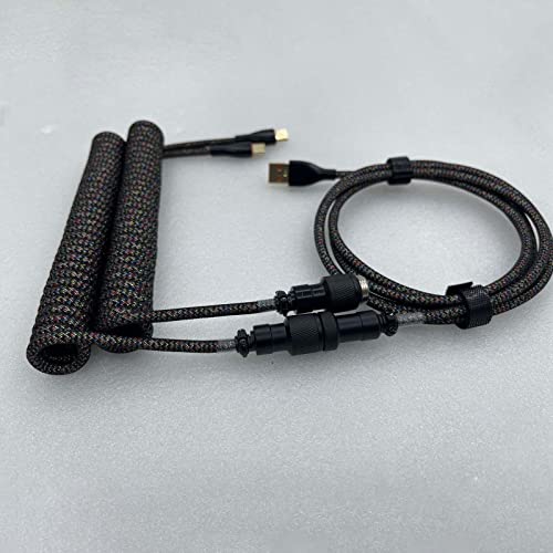 Image of CALANDIS 1.8M USB to Type C Coiled Cable Black DIY Extendable for Mechanical Keyboard