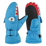 Luzhengyang Toddler Ski Gloves, Warm Fleece Mittens for Boys Girls, Windproof Outdoor Sport Snow Gloves - Shark L, 19x7.5cm