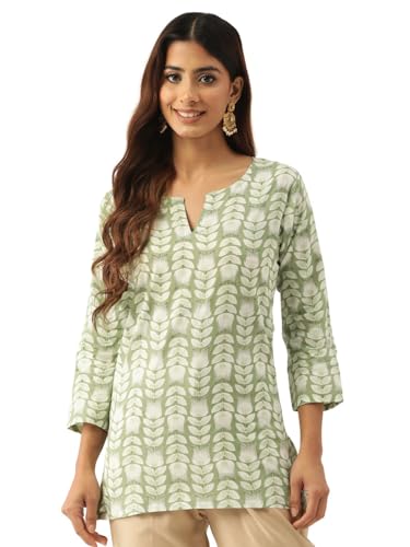 Image of feranoid Designer V-Neck Short Straight Kurti with 3Quarter Sleeves