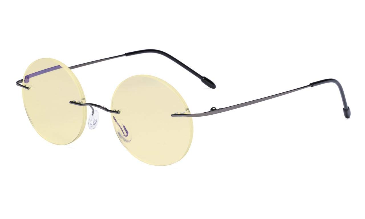 Eyekepper Titanium Rimless Orange Tinted Lenses Computer Reading Glasses Readers Men Women
