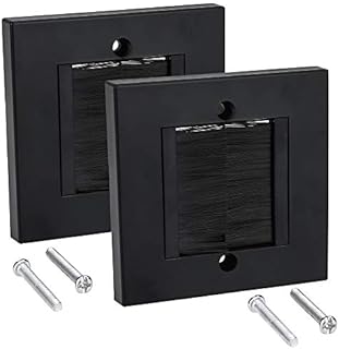 Wall Plate Cable Passthrough, 2Pack Ancable Wall Plate Decora Style for Wires Single Gang Black Faceplate Standard Black Wallplate with Black Brushes