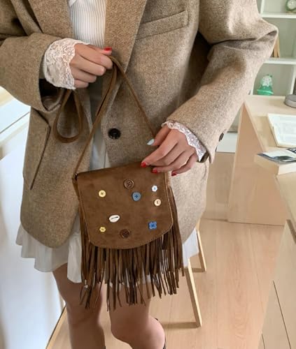Suede Tassel Shoulder Bag Fringe Hobo Purse for Women Hobo Handbags Top Handle Handbag Funny Satchel 20254