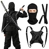Patelai 3 Pcs Duel Sword Back Holster with Balaclava Belt Waistband, Halloween Ninja Cosplay Costume Katana Leather Sword Sheath Holder Carry Case Strap Shoulder Frog for Warrior Hero Anime Medieval