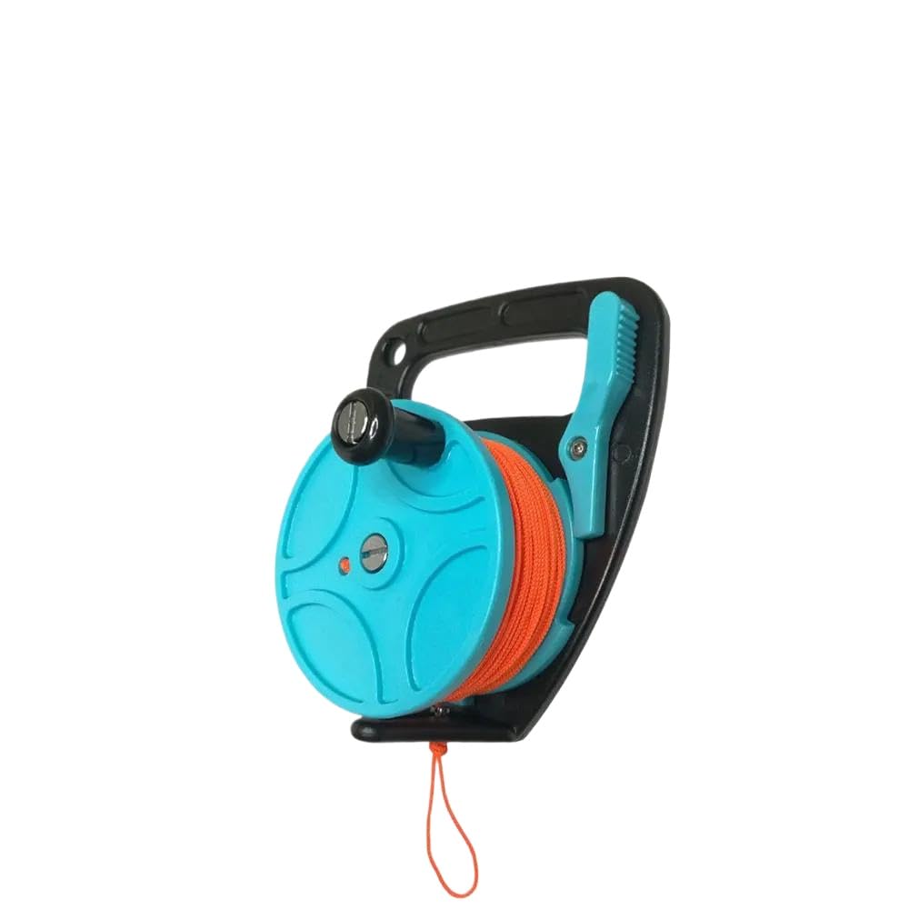Scuba Diving Wreck Reel Spool Finger Line Reel with Handle Compatible with 150FT 272FT Cave Snorkeling Underwater Water Sports Gear(150ft Orange Line)