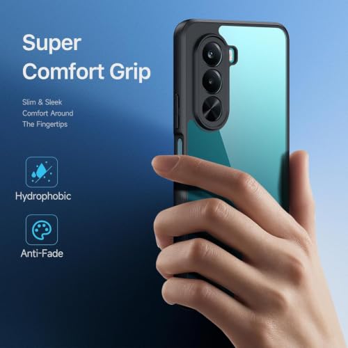 Image of VONZEE Clear Back Case Cover for OnePlus Nord CE6 Lite 5G | Shockproof Design | Hard Back Cover Case for OnePlus Nord CE6 Lite 5G (PC & TPU, Black)
