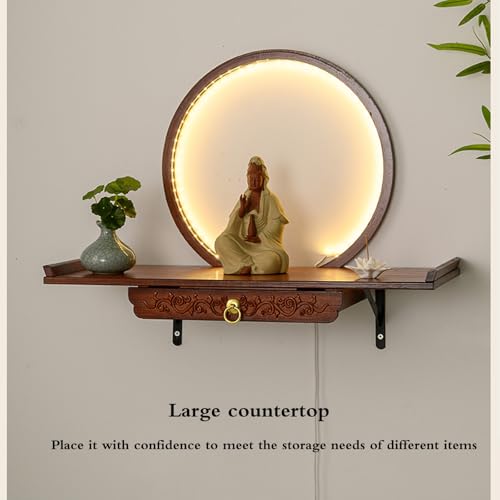 Mesa de altar de madera flotante para proteger y elevar figuras de Buda 6