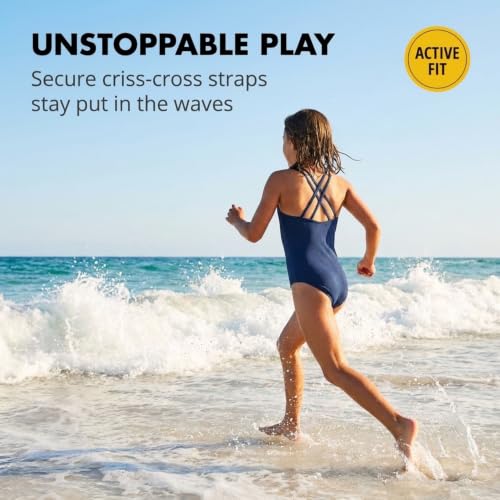 Image of Kanu Surf Girls' Reese UPF 50 Beach Sport Criss-Cross One Piece Swimsuit
