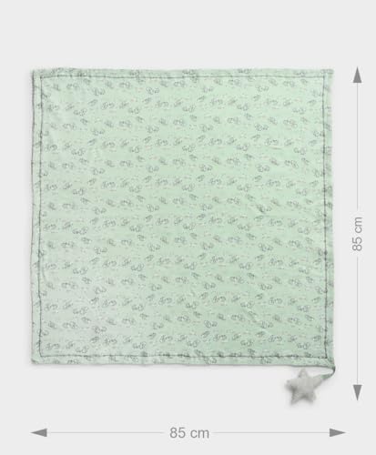 Image of Mi Arcus Reversible Knitted Dual Layer Warm Baby Blanket with Star Element Attached 0-12 M - Green 85x85 cm