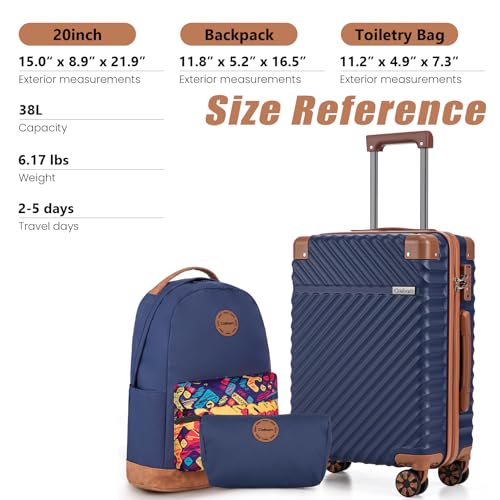 Image of Cosbarn Carry On Luggage 22x14x9 Airline Approved,3 Piece Luggage Set