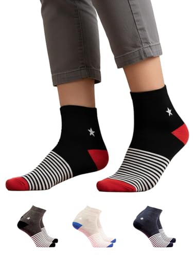 Image of Orbit Ankle Length Socks for Men |Made With Durable & Breathable Cotton | Ideal for Gym, Running, Office | 3 Pair -Multicolor